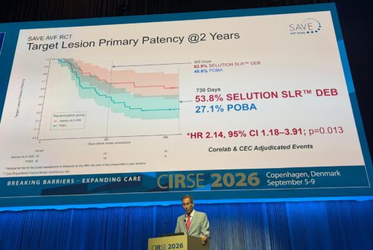 CIRSE 2026: Two-year trial results support sirolimus-eluting balloon for patients with failing AVFs